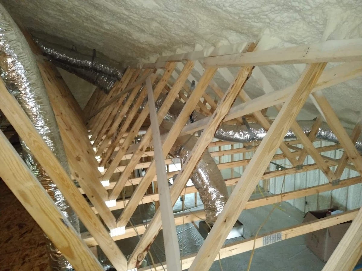 Ductwork and insulation installation in attic
